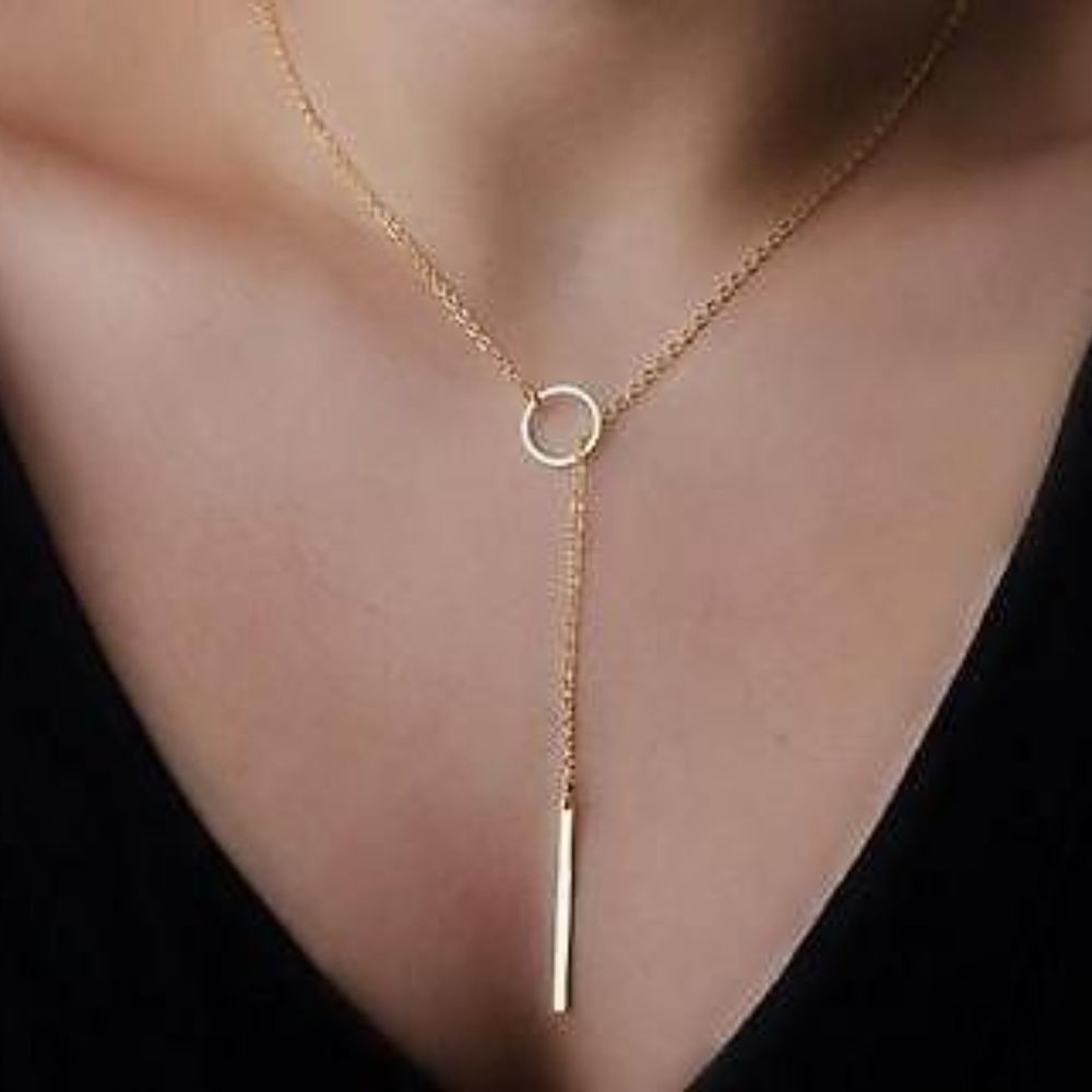 Circle Chain Lariat Necklace